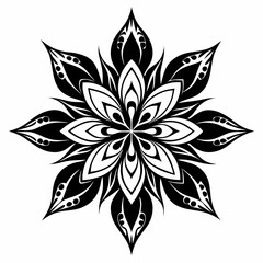 Tribal Petals black silhouette design white background