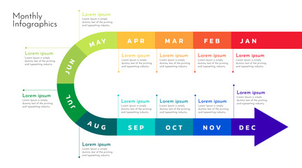 Obraz premium Business step timeline infographic template. Modern milestone element timeline diagram calendar, vector infographics. Monthly calender infographics for presentation.