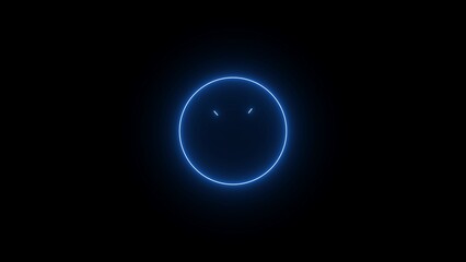 Blue Neon Circle with Two Dots on Black Background blue neon symbol blue neon icon