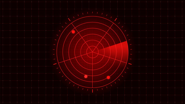 Air traffic radar scanner display vector illustration of radar scan, screen display. Digital radar screen. Futuristic sonar interface, navigation control monitor high-tech military target tracker.