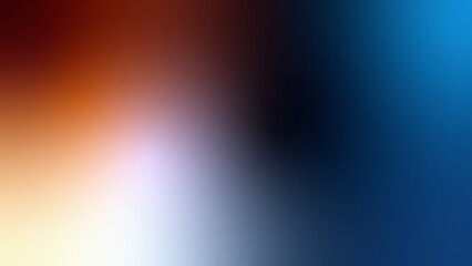 Retro vintage orange red yellow black white blue sky purple grey brown gradient abstract background. Color ombré blend. Smooth transition. Film grain noise texture with soft light-leak glow vignette.