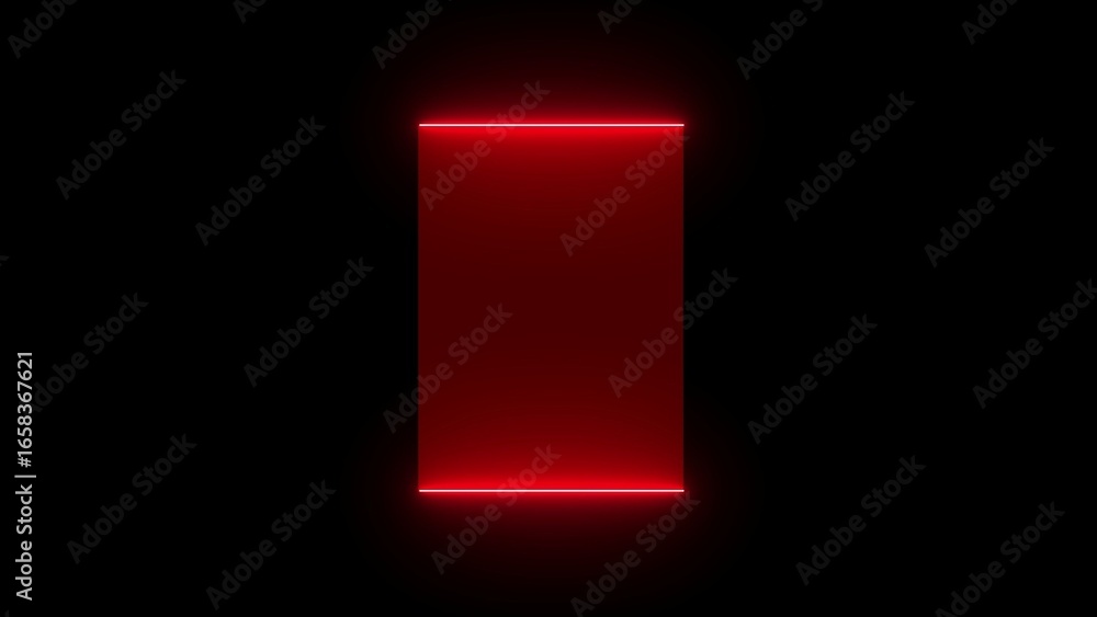 Poster vertical rectangle with glowing red neon border on black background frame