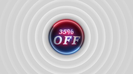 Thirty Five Percent Off Sale Discount Glowing Sphere with Concentric Circles Background 35 percent off