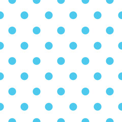 Sky blue and white polka dot seamless pattern background