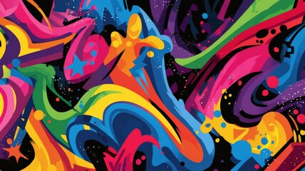 Vivid urban graffiti explosion of colors. Neural network AI generated