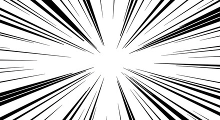 Comic book effect Black and white radial lines, burst design, energy, speed, action, background