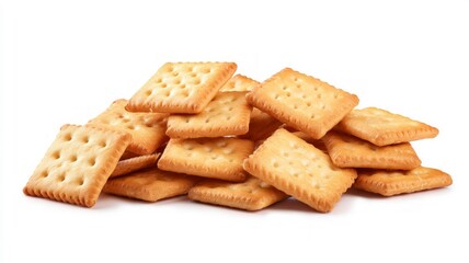 Stack of square crackers on white background. Neural network AI generated
