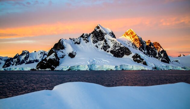 Icy mountain sunrise glow - Powered by Adobe