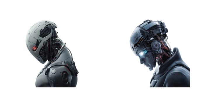  robot trio showcasing futuristic cyborgs with innovative advanced technology 3d