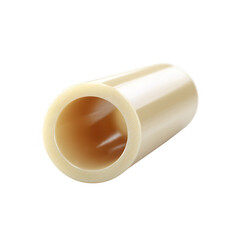 A close-up view of a beige industrial tube showcasing its smooth texture and cylindrical shape against a white isolated background.