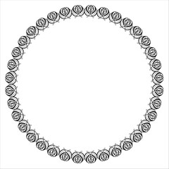 Black round vintage vector frame on a white background.
