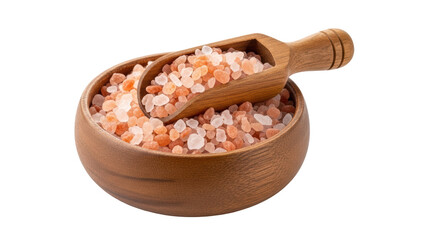 Isolated Himalayan Pink Salt in Bowl with Scoop
