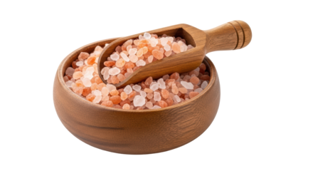 Isolated Himalayan Pink Salt in Bowl with Scoop