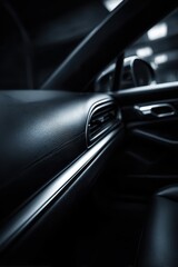 Car Interior Detail: Leather Dashboard, Air Vent, and Door Handle