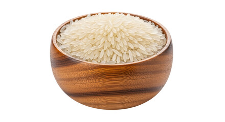 Isolated Wooden Bowl of Rice