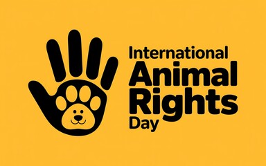 International animal rights day with paw print hand symbol