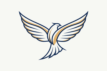 Obraz premium Elegant dove emblem with outstretched wings in minimalist style depicting peace and harmony