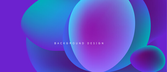 Abstract fluid shapes blend vibrant purple, blue hues. Modern design evokes movement, energy, depth. Gradient colors create dynamic visual impact.