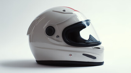White Full Face Motorcycle Helmet Isolated On White Background