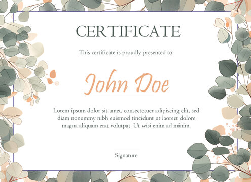 Floral Border Elegant Certificate Template for Achievement, Appreciation, Wellness, or Creative Events