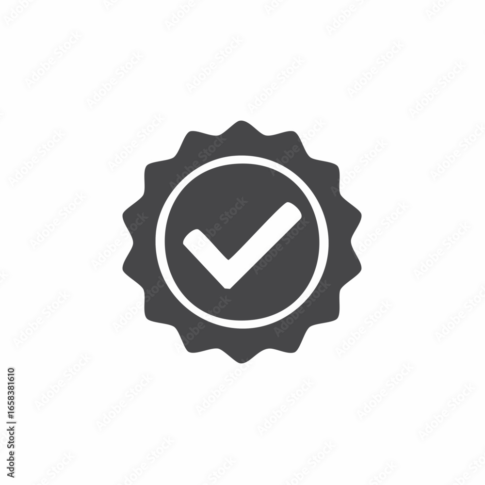 Poster approved stamp with a check mark inside a circle. confirmation symbol for applications or documents.