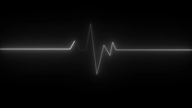 Cardiogram heartbeat pulse rate neon glowing animation on dark background. Emergency ekg monitoring. loop motion animate 4k video footage. Abstract heartbeat. Health- medicine and human heart concept