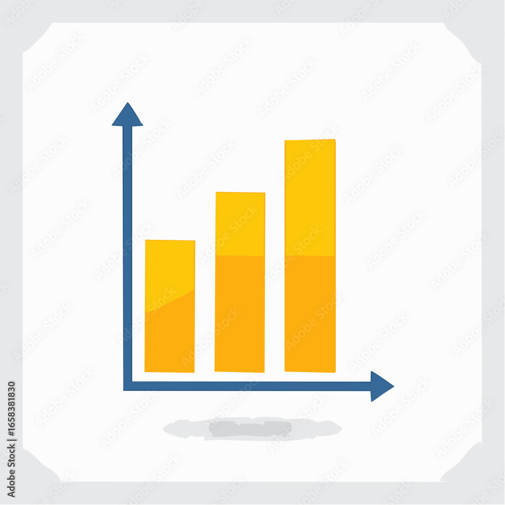 Aufkleber bar graph icon with increasing columns showing business growth and statistical data analysis