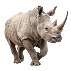 Obraz premium 3d realistic white rhinoceros walking isolated on transparent background