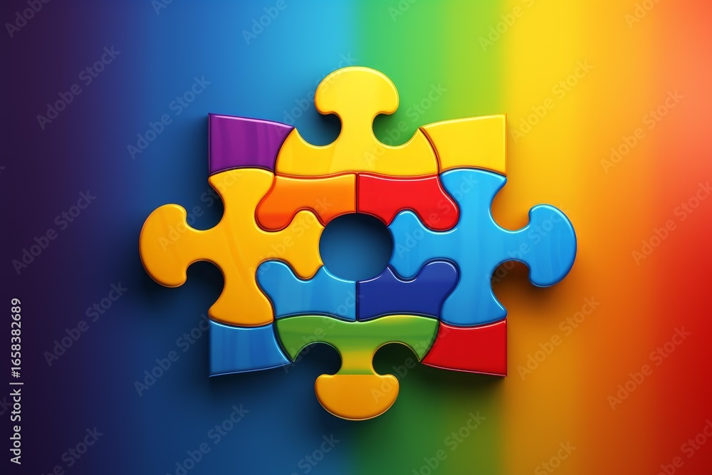 Aufkleber vibrant, interconnected puzzle pieces symbolize teamwork, problem solving, and achieving unity on a 