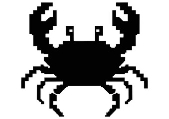 Pixelated crab silhouette with claws on a white background
