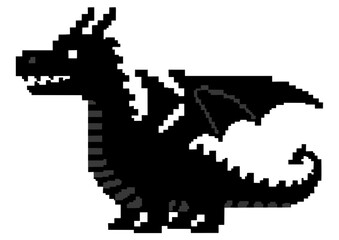 Fototapeta premium Adorable young dragon sitting with small wings and sparkle effect on white background