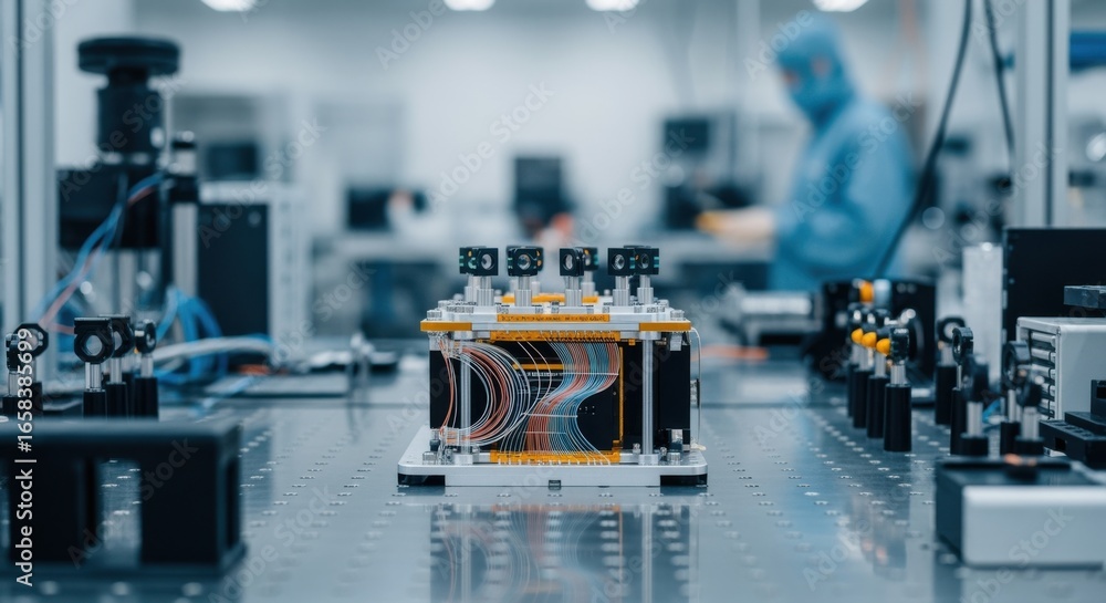 Poster precision optical fibers and beam splitters integrated in a satellites quantum keydistribution paylo