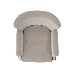 Classic Upholstered Armchair, Nailhead Trim, Cream Fabric, Top View 3D Render