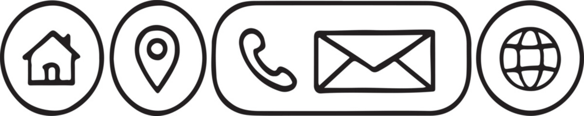 Obraz premium Contact information icons in a row home house