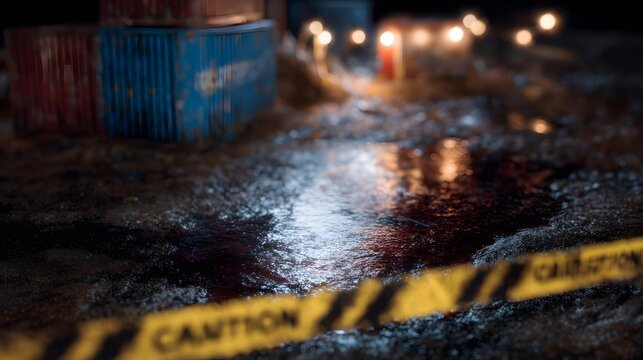 Toxic spill with containment area and accident prevention measures