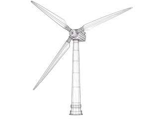 Wireframe of a wind turbine