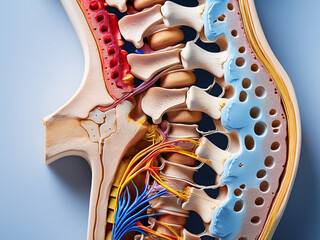 Spine cross-section used to teach vertebral structure and spinal cord location
Anatomical illustration of vertebra showing spinal canal and intervertebral disc