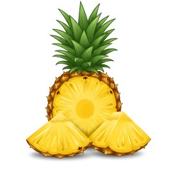 Juicy Pineapple Slices and Whole Fruit Illustration Tropical Delight Summertime Refreshment