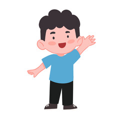 Cute boy pointing up