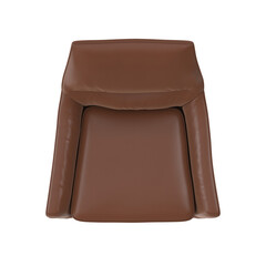 Modern Swivel Armchair, Metal Base, Brown Leather, Top View 3D Render