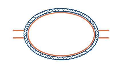 Oval rope frame with orange border and side lines for graphic design and decorative elements use case