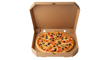 Isolated Pizza in a Cardboard Box