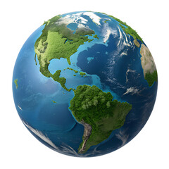 Realistic 3D Earth globe showing North and South America