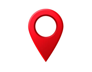 Flat Red Location Pin Icon with Subtle Drop Shadow, isolated on transparent background