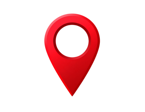 Flat Red Location Pin Icon with Subtle Drop Shadow, isolated on transparent background