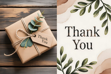 Express heartfelt gratitude with this elegantly packaged gift featuring a rustic 'Thank You' tag and delicate botanical accents, perfect for conveying appreciation.