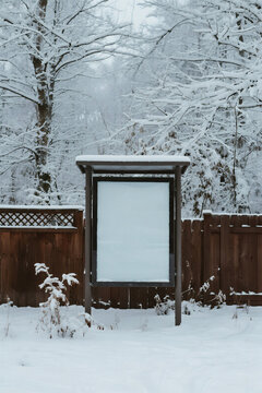 blank board screen snow pine trees Decoration frame photos greeting cards mockup photo E-commerce marketing poster Background shooting scene