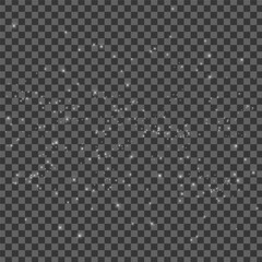 Seamless glitter particle texture on a dark transparent checkered grid. Digital overlay for sparkle effect, magical background, cosmic dust, or festive shimmer in design projects and social media.
