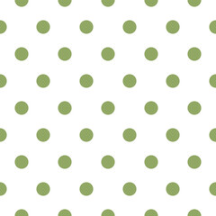 Olive and white polka dot seamless pattern background