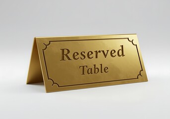 Elegant Golden Reserved Table Sign for Restaurant Wedding and Special Events Promotion and Marketing Material with Clean Background